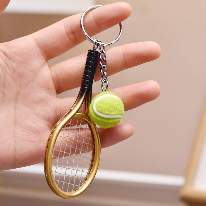 Wholesale Metal Simulation Tennis Racket Keychain JDC-KC-YanG012