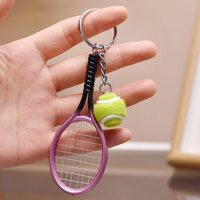 Wholesale Metal Simulation Tennis Racket Keychain JDC-KC-YanG012