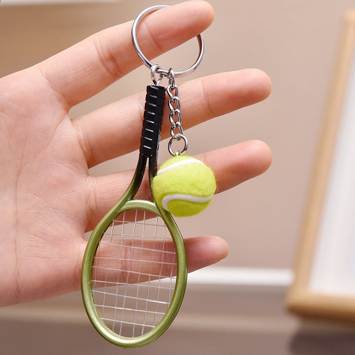 Wholesale Metal Simulation Tennis Racket Keychain JDC-KC-YanG012