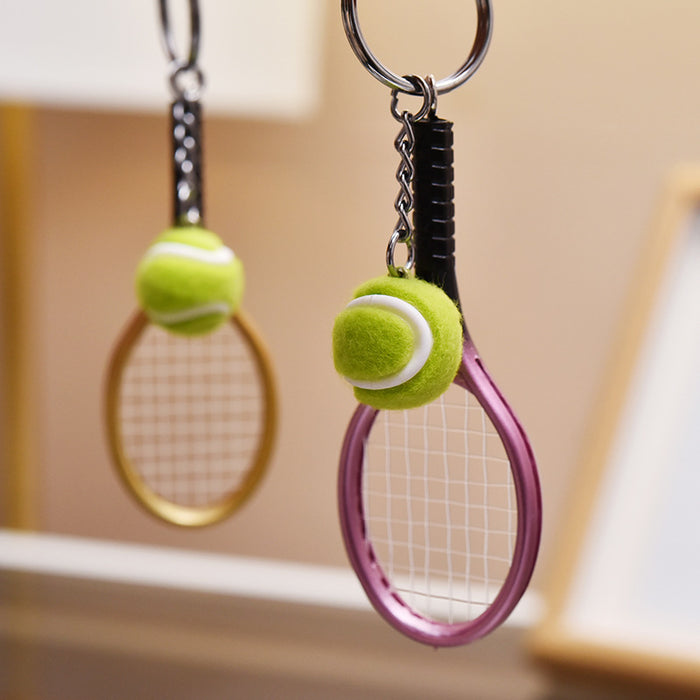 Wholesale Metal Simulation Tennis Racket Keychain JDC-KC-YanG012