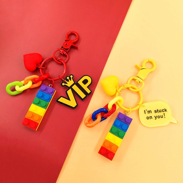 Wholesale LGBT Rainbow Building Blocks Acrylic Keychain MOQ≥2 JDC-KC-YChen002