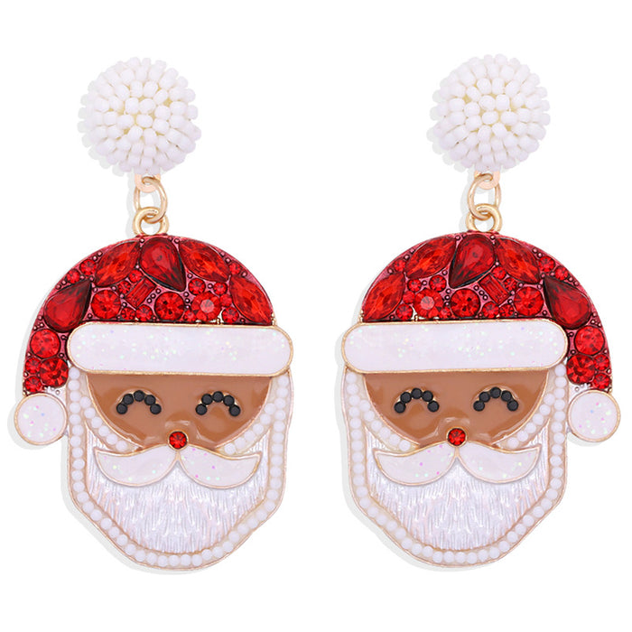 Wholesale Earrings Resin Rice Beads Christmas Elk Snowman Santa Claus JDC-ES-V050