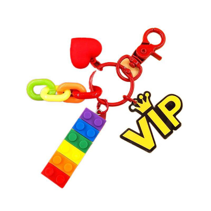 Wholesale LGBT Rainbow Building Blocks Acrylic Keychain MOQ≥2 JDC-KC-YChen002