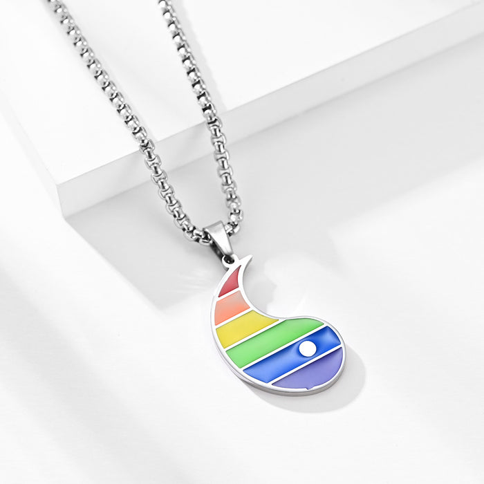 Wholesale Rainbow Flag Couple Necklace Gay Lala Gay Men and Women Unisex Pendant JDC-NE-Jianfeng001