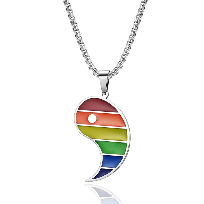 Wholesale Rainbow Flag Couple Necklace Gay Lala Gay Men and Women Unisex Pendant JDC-NE-Jianfeng001