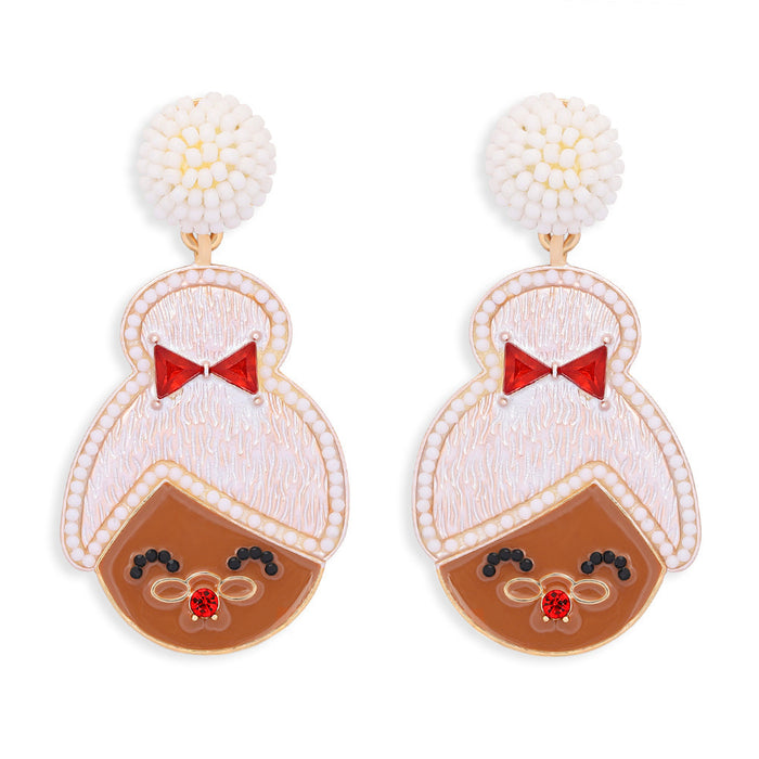 Wholesale Earrings Resin Rice Beads Christmas Elk Snowman Santa Claus JDC-ES-V050