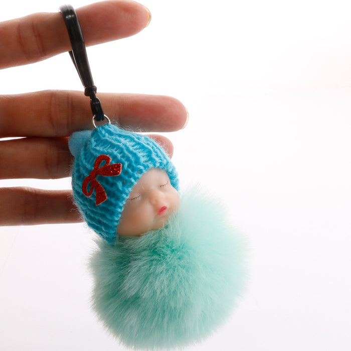 Jewelry WholesaleWholesale Sleeping Doll Hair Ball Keychain JDC-KC-QiShi005 Keychains 奇释 %variant_option1% %variant_option2% %variant_option3%  Factory Price JoyasDeChina Joyas De China