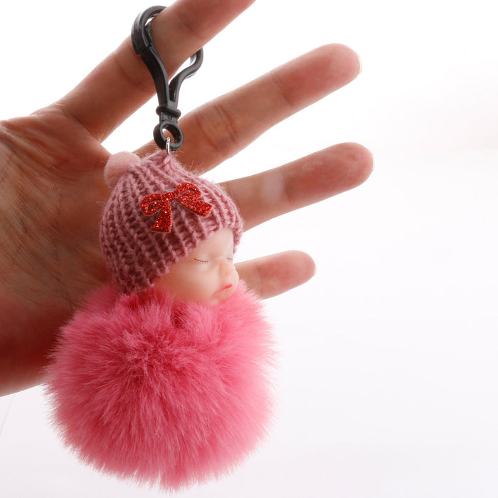 Jewelry WholesaleWholesale Sleeping Doll Hair Ball Keychain JDC-KC-QiShi005 Keychains 奇释 %variant_option1% %variant_option2% %variant_option3%  Factory Price JoyasDeChina Joyas De China