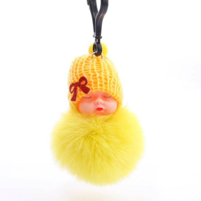 Jewelry WholesaleWholesale Sleeping Doll Hair Ball Keychain JDC-KC-QiShi005 Keychains 奇释 %variant_option1% %variant_option2% %variant_option3%  Factory Price JoyasDeChina Joyas De China