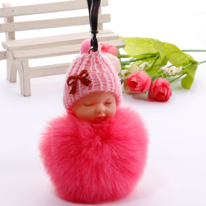 Jewelry WholesaleWholesale Sleeping Doll Hair Ball Keychain JDC-KC-QiShi005 Keychains 奇释 %variant_option1% %variant_option2% %variant_option3%  Factory Price JoyasDeChina Joyas De China