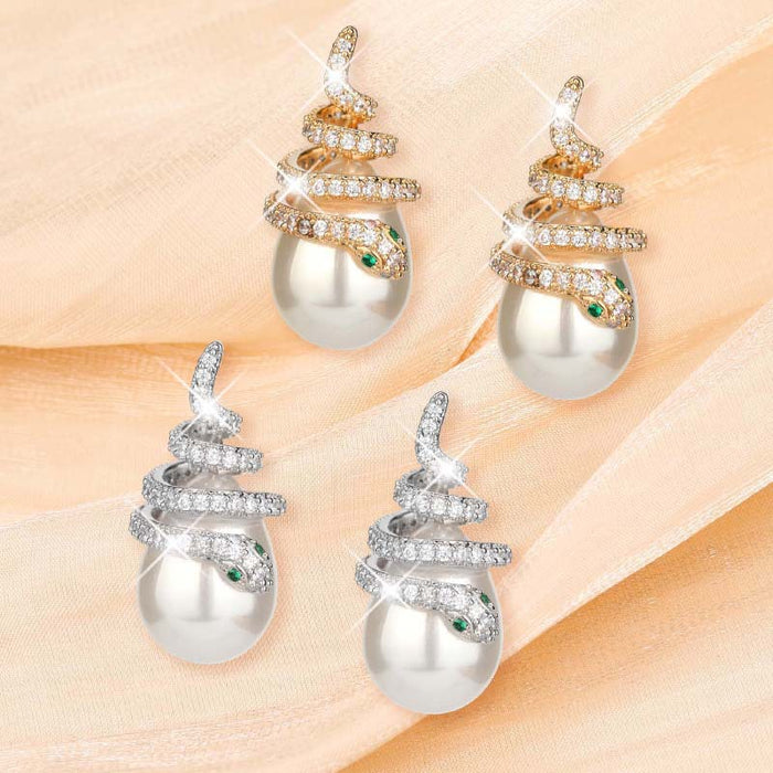 Jewelry WholesaleWholesale curved serpentine pearl alloy earrings JDC-ES-Jiaow003 Earrings 娇婉 %variant_option1% %variant_option2% %variant_option3%  Factory Price JoyasDeChina Joyas De China