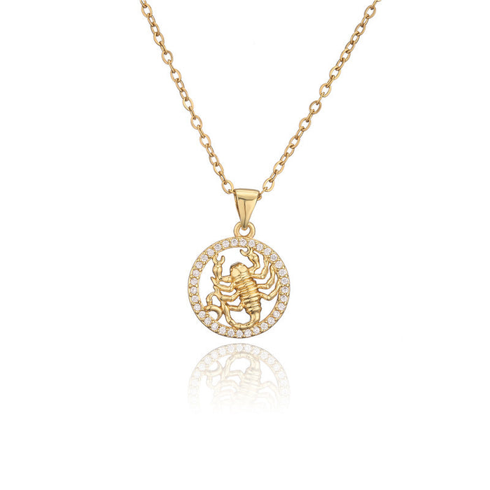 Jewelry WholesaleWholesale Gold Zodiac Sign Inlaid Copper Pendant Necklace JDC-NE-AG145 Necklaces 澳古 %variant_option1% %variant_option2% %variant_option3%  Factory Price JoyasDeChina Joyas De China