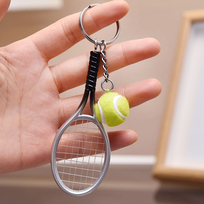 Wholesale Metal Simulation Tennis Racket Keychain JDC-KC-YanG012