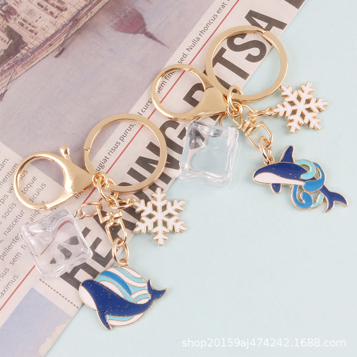 Wholesale creative handmade dripping oil cute cartoon whale keychain MOQ≥2 JDC-KC-YiHan009