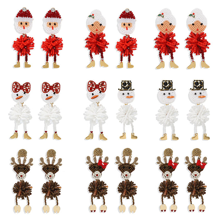 Wholesale Earrings Resin Rice Beads Christmas Elk Snowman Santa Claus JDC-ES-V050