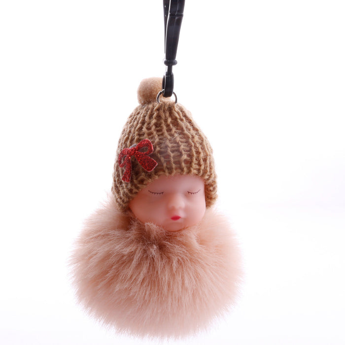 Jewelry WholesaleWholesale Sleeping Doll Hair Ball Keychain JDC-KC-QiShi005 Keychains 奇释 %variant_option1% %variant_option2% %variant_option3%  Factory Price JoyasDeChina Joyas De China