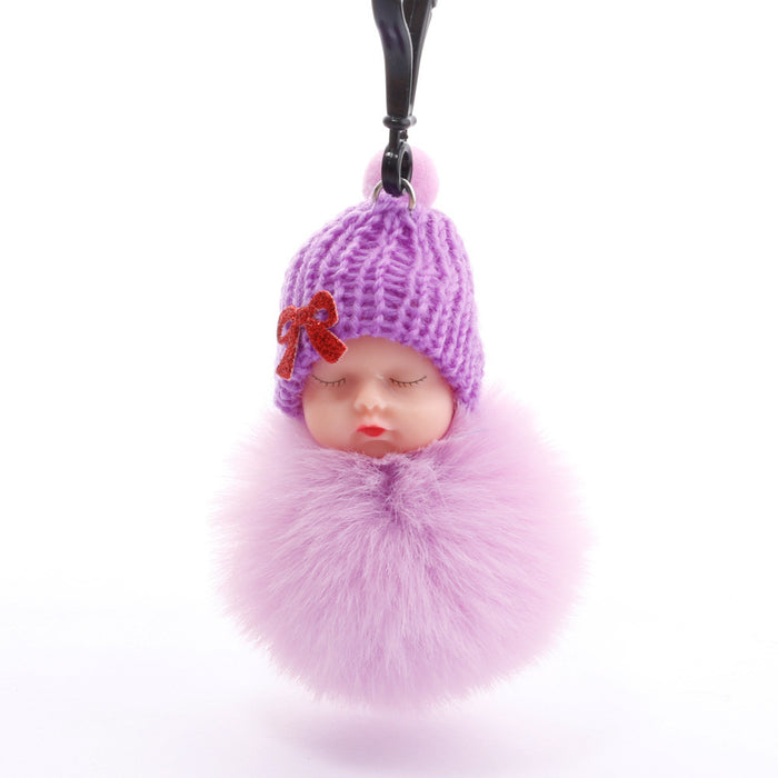 Jewelry WholesaleWholesale Sleeping Doll Hair Ball Keychain JDC-KC-QiShi005 Keychains 奇释 %variant_option1% %variant_option2% %variant_option3%  Factory Price JoyasDeChina Joyas De China