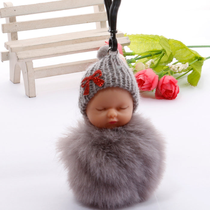 Jewelry WholesaleWholesale Sleeping Doll Hair Ball Keychain JDC-KC-QiShi005 Keychains 奇释 %variant_option1% %variant_option2% %variant_option3%  Factory Price JoyasDeChina Joyas De China