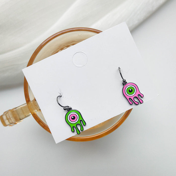 Wholesale Earrings Alloy Ceramic Asymmetric Candy Color Eyes MOQ≥2 JDC-ES-Xinai001