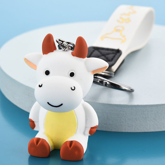 Wholesale Keychains PVC Hardware Cartoon Cute Cow(M) JDC-KC-WAN051