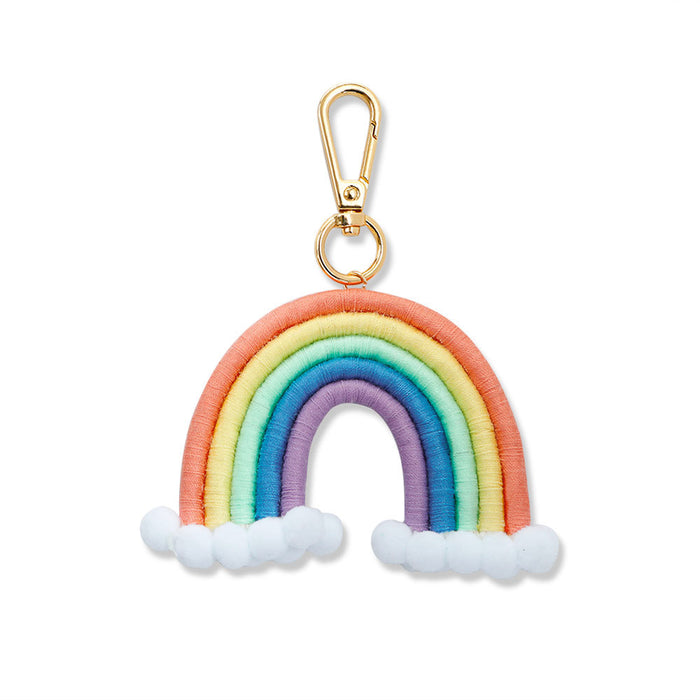 Jewelry WholesaleWholesale Alloy Cotton Thread Hair Ball Rainbow Woven Keychain JDC-KC-JM009 Keychains 杰米 %variant_option1% %variant_option2% %variant_option3%  Factory Price JoyasDeChina Joyas De China