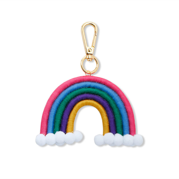 Jewelry WholesaleWholesale Alloy Cotton Thread Hair Ball Rainbow Woven Keychain JDC-KC-JM009 Keychains 杰米 %variant_option1% %variant_option2% %variant_option3%  Factory Price JoyasDeChina Joyas De China