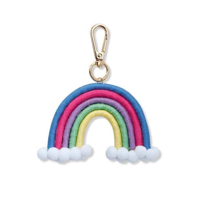 Jewelry WholesaleWholesale Alloy Cotton Thread Hair Ball Rainbow Woven Keychain JDC-KC-JM009 Keychains 杰米 %variant_option1% %variant_option2% %variant_option3%  Factory Price JoyasDeChina Joyas De China