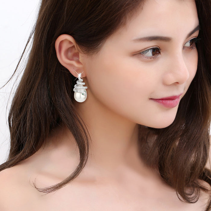 Jewelry WholesaleWholesale curved serpentine pearl alloy earrings JDC-ES-Jiaow003 Earrings 娇婉 %variant_option1% %variant_option2% %variant_option3%  Factory Price JoyasDeChina Joyas De China