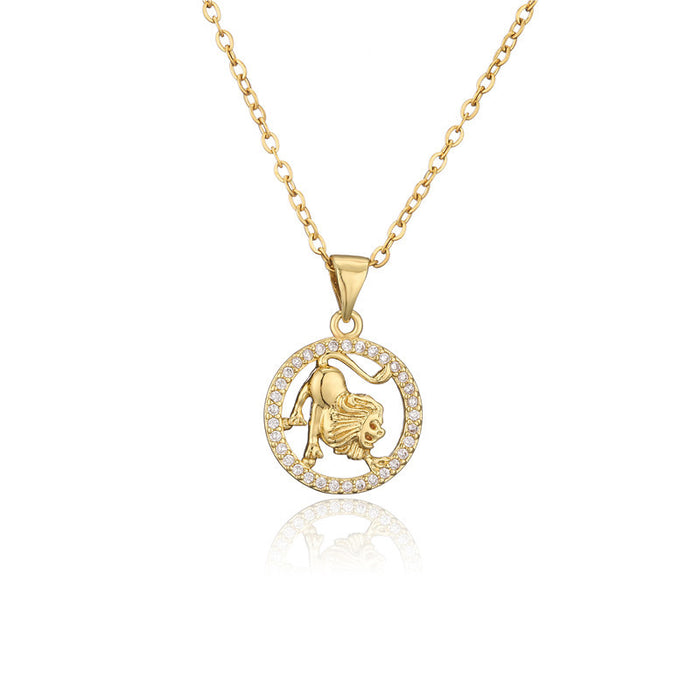 Jewelry WholesaleWholesale Gold Zodiac Sign Inlaid Copper Pendant Necklace JDC-NE-AG145 Necklaces 澳古 %variant_option1% %variant_option2% %variant_option3%  Factory Price JoyasDeChina Joyas De China