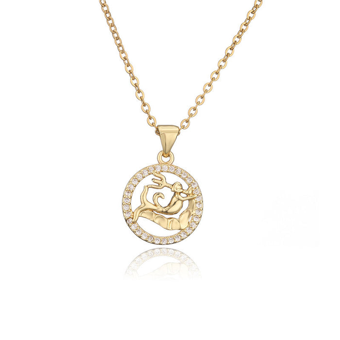 Jewelry WholesaleWholesale Gold Zodiac Sign Inlaid Copper Pendant Necklace JDC-NE-AG145 Necklaces 澳古 %variant_option1% %variant_option2% %variant_option3%  Factory Price JoyasDeChina Joyas De China