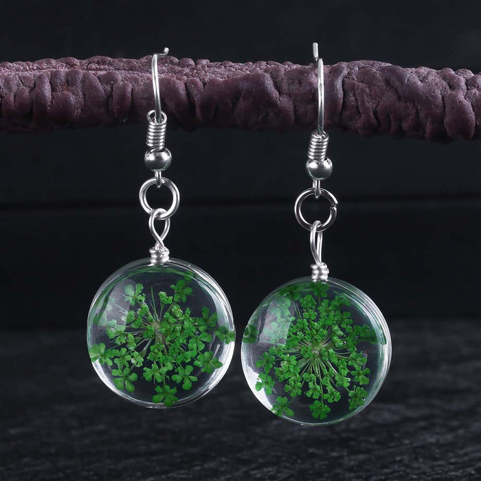 Wholesale Glass Ball Dried Flower Earrings MOQ≥2 JDC-ES-Zhongn009