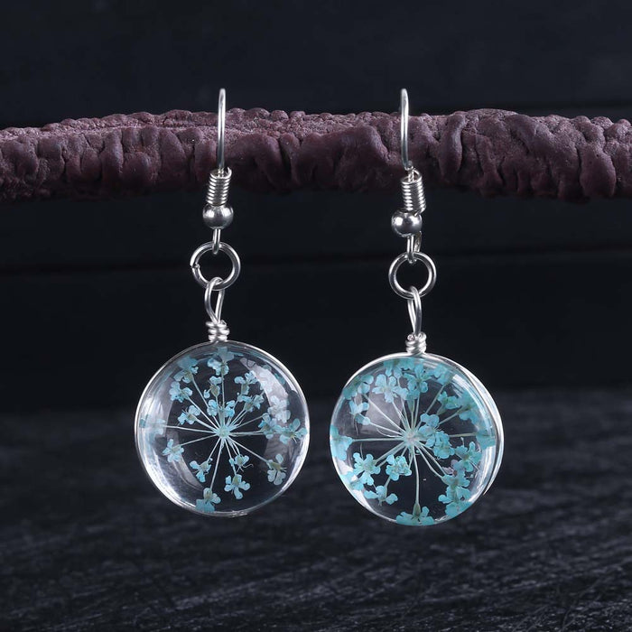 Wholesale Glass Ball Dried Flower Earrings MOQ≥2 JDC-ES-Zhongn009