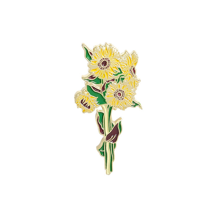 Wholesale jewelry brooches Van Gogh's sunflower and iris brocon clothing JDC-BC-QiH004