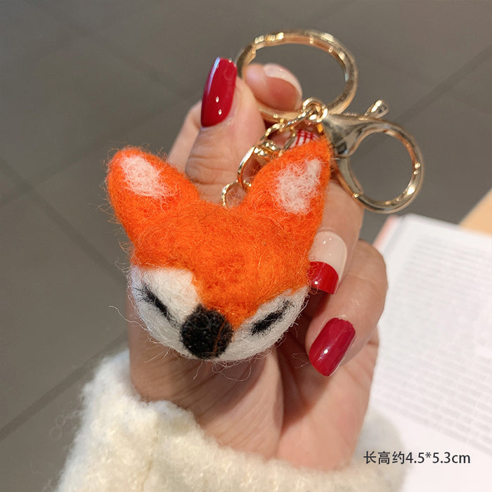 Wholesale diy wool felt keychain female cute doll plush JDC-KC-MXiong013