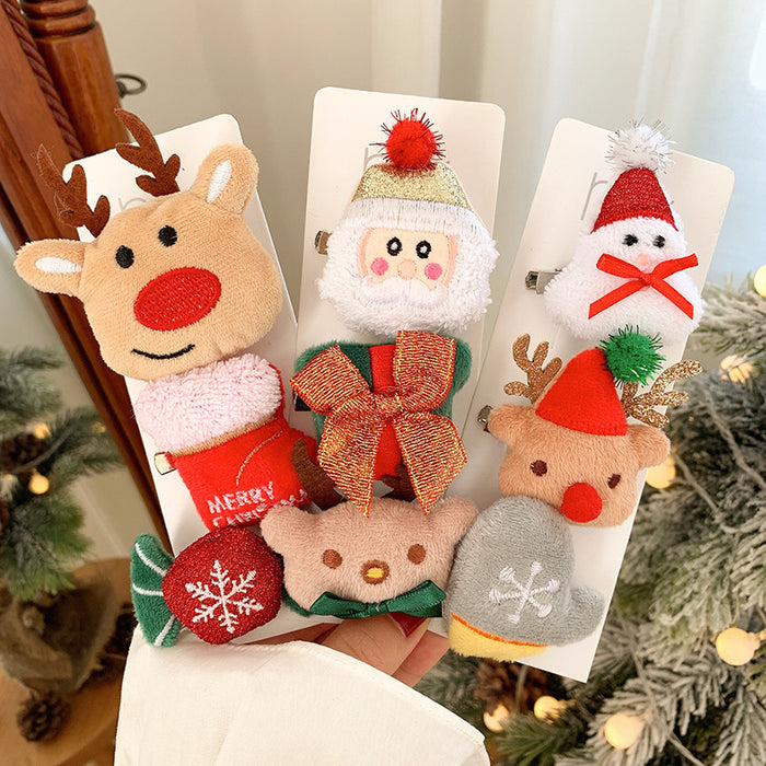 Wholesale Hair Clips Dual Purpose Christmas Hairpin Brooch Cartoon Plush MOQ≥2 JDC-HC-HEMA003