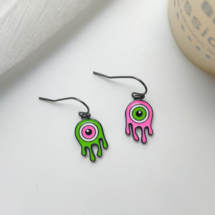 Wholesale Earrings Alloy Ceramic Asymmetric Candy Color Eyes MOQ≥2 JDC-ES-Xinai001