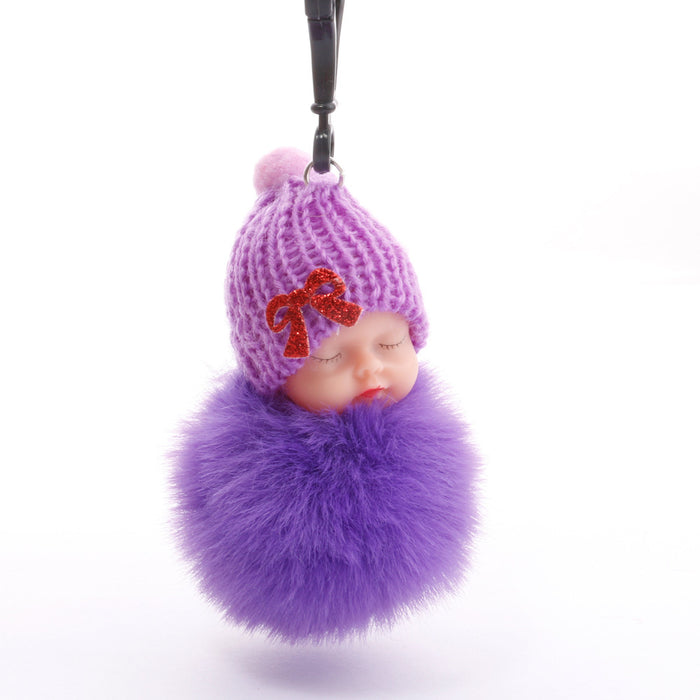 Jewelry WholesaleWholesale Sleeping Doll Hair Ball Keychain JDC-KC-QiShi005 Keychains 奇释 %variant_option1% %variant_option2% %variant_option3%  Factory Price JoyasDeChina Joyas De China