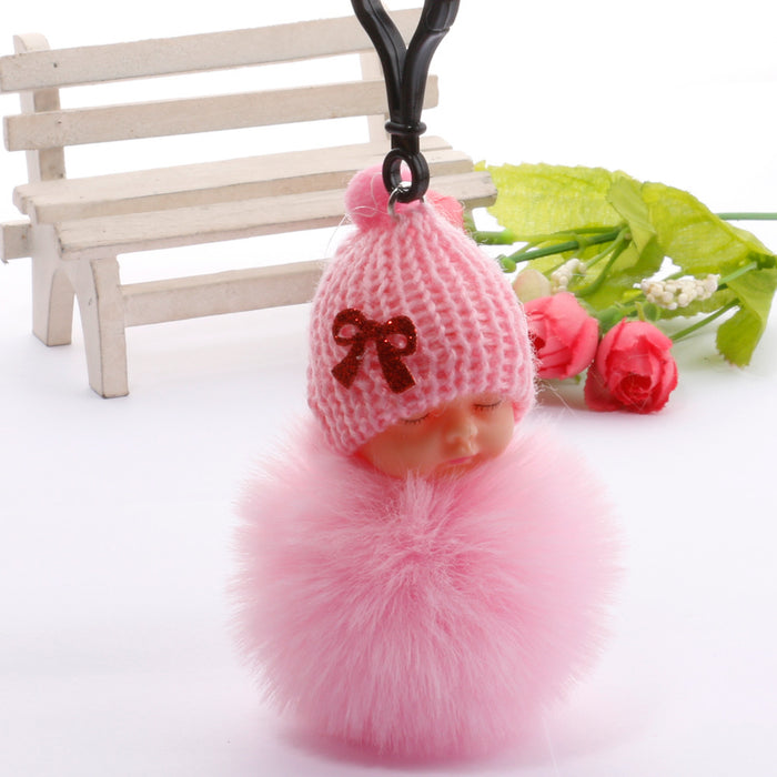 Jewelry WholesaleWholesale Sleeping Doll Hair Ball Keychain JDC-KC-QiShi005 Keychains 奇释 %variant_option1% %variant_option2% %variant_option3%  Factory Price JoyasDeChina Joyas De China