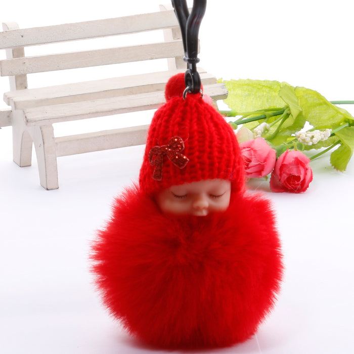 Jewelry WholesaleWholesale Sleeping Doll Hair Ball Keychain JDC-KC-QiShi005 Keychains 奇释 %variant_option1% %variant_option2% %variant_option3%  Factory Price JoyasDeChina Joyas De China