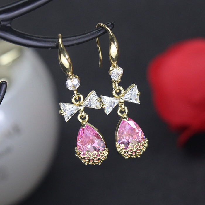 Wholesale green zircon Water Drop Earrings JDC-ES-jinghy001