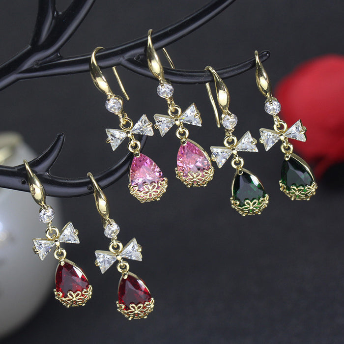 Wholesale green zircon Water Drop Earrings JDC-ES-jinghy001