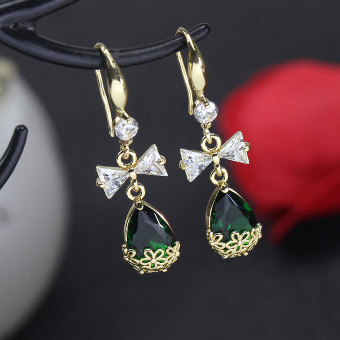 Wholesale green zircon Water Drop Earrings JDC-ES-jinghy001