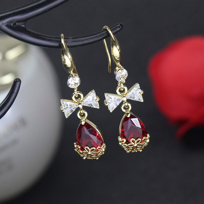 Wholesale green zircon Water Drop Earrings JDC-ES-jinghy001