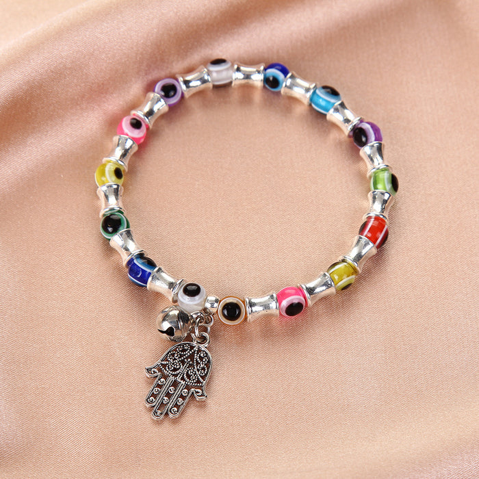 Wholesale Palm Devil's Eye Beaded Alloy Bracelet MOQ≥2 JDC-BT-ZheQ016