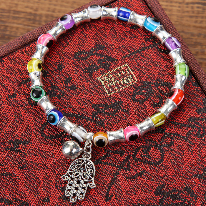 Wholesale Palm Devil's Eye Beaded Alloy Bracelet MOQ≥2 JDC-BT-ZheQ016