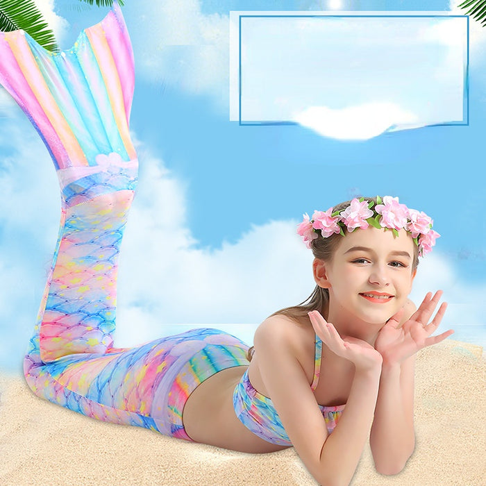 Wholesale Three Piece Mermaid Swimsuit Kids Swimwear Bikini JDC-SW-ManT003