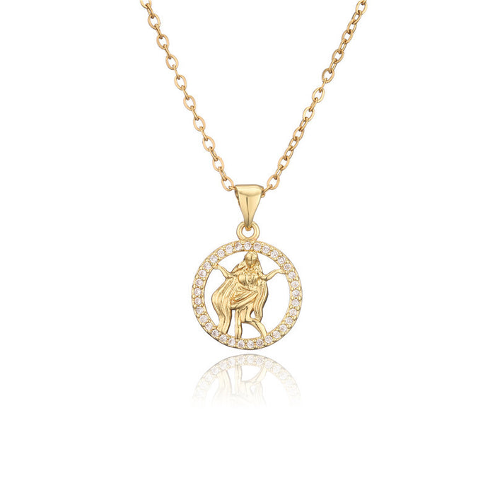 Jewelry WholesaleWholesale Gold Zodiac Sign Inlaid Copper Pendant Necklace JDC-NE-AG145 Necklaces 澳古 %variant_option1% %variant_option2% %variant_option3%  Factory Price JoyasDeChina Joyas De China