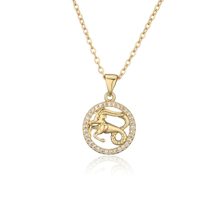 Jewelry WholesaleWholesale Gold Zodiac Sign Inlaid Copper Pendant Necklace JDC-NE-AG145 Necklaces 澳古 %variant_option1% %variant_option2% %variant_option3%  Factory Price JoyasDeChina Joyas De China