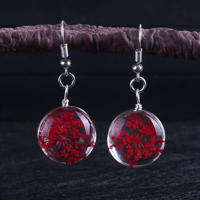 Wholesale Glass Ball Dried Flower Earrings MOQ≥2 JDC-ES-Zhongn009