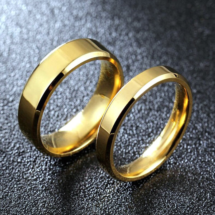 Wholesale Rings Stainless Steel 18K Gold Glossy Couple JDC-RS-DingC026